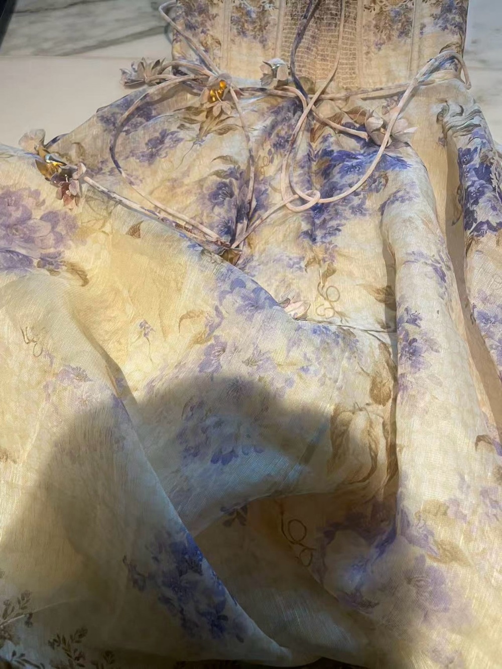 Zimmermann Floral maxi Dress in Cream and Lavender - Picture 10 of 15